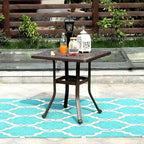 Outdoor Patio Dining Table Square, Modern Cast Aluminum Outdoor Furniture Dining Table with Umbrella Hole