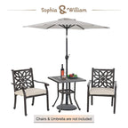 Outdoor Patio Dining Table Square, Modern Cast Aluminum Outdoor Furniture Dining Table with Umbrella Hole