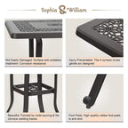 Outdoor Patio Dining Table Square, Modern Cast Aluminum Outdoor Furniture Dining Table with Umbrella Hole