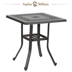 Outdoor Patio Dining Table Square, Modern Cast Aluminum Outdoor Furniture Dining Table with Umbrella Hole