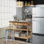 General Line Brown Kitchen Cart with Stainless Steel Top - 45' x 21' x 37'