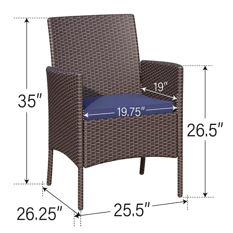 Patio Rattan Chair Set of 4, Outdoor Modern PE Wicker Armchair with Removable Cushions for Deck, Garden, Balcony