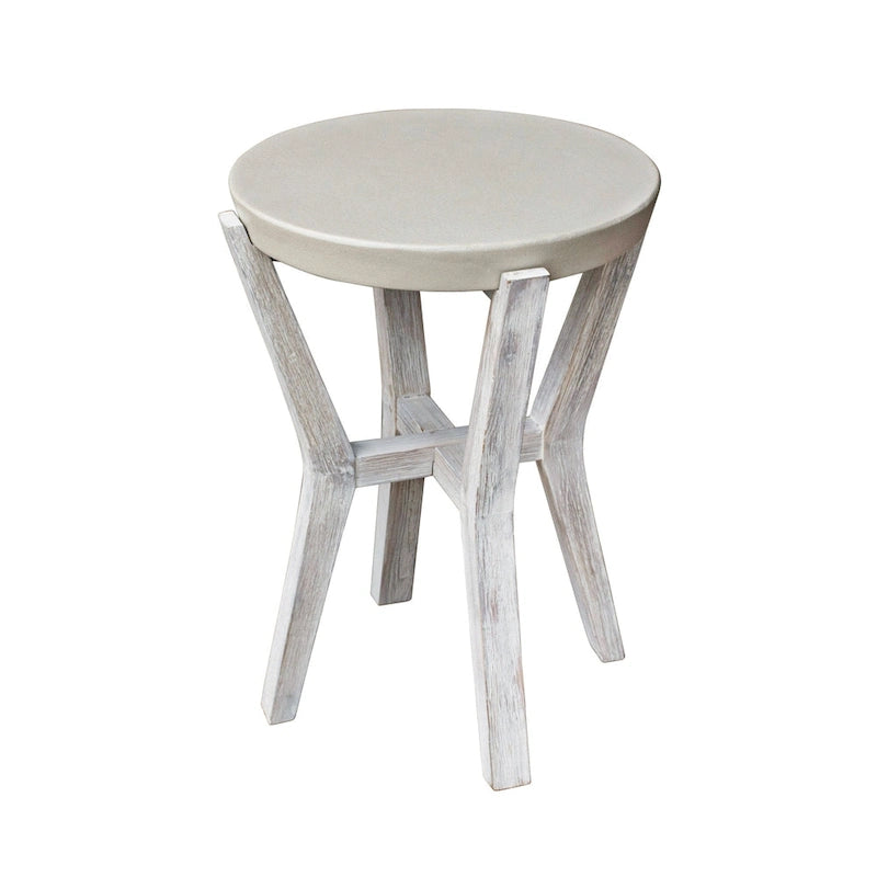 Bali 17 Indoor or Outdoor Cement & Wood Tall Round Side Table - 17D x 17W x 22H