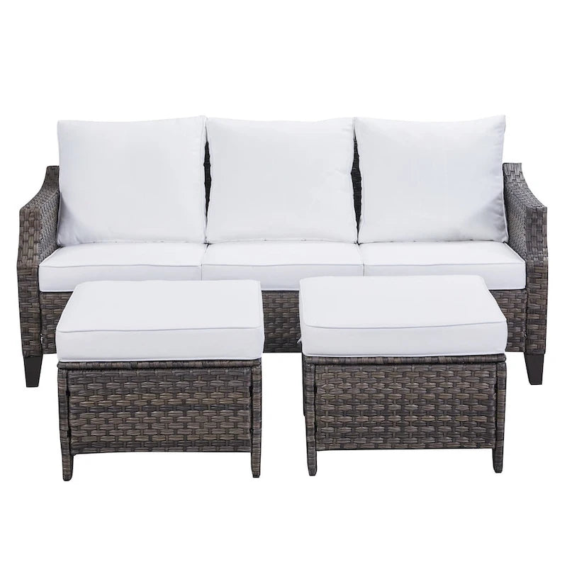 Gymojoy Outdoor Sofa Rattan 3-piece Sectional Sofa Set