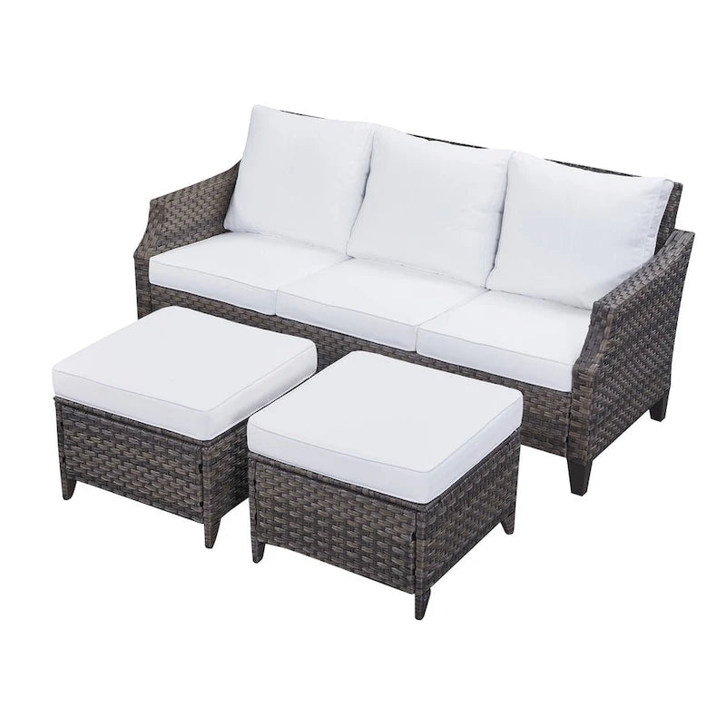 Gymojoy Outdoor Sofa Rattan 3-piece Sectional Sofa Set