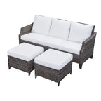 Gymojoy Outdoor Sofa Rattan 3-piece Sectional Sofa Set