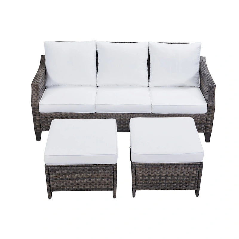 Gymojoy Outdoor Sofa Rattan 3-piece Sectional Sofa Set