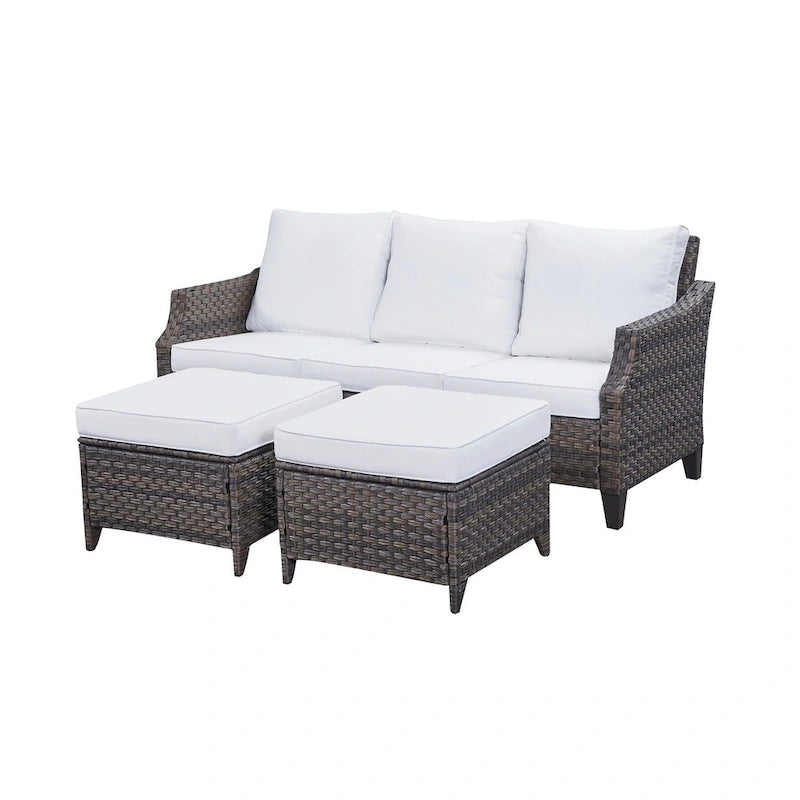 Gymojoy Outdoor Sofa Rattan 3-piece Sectional Sofa Set