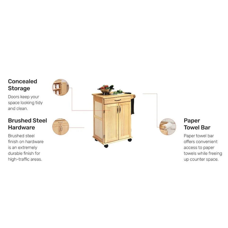 General Line Brown Kitchen Cart - 29' x 19' x 34'