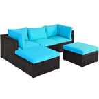 5PCS Patio Rattan Furniture Set Sectional Conversation Set Black