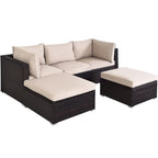 5PCS Patio Rattan Furniture Set Sectional Conversation Set Black
