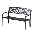 Outsunny 2 Seater 50 Steel Welcoming Vines Decorative Outdoor Patio Garden Bench, with Weatherproof Build & Cute Design