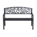 Outsunny 2 Seater 50 Steel Welcoming Vines Decorative Outdoor Patio Garden Bench, with Weatherproof Build & Cute Design
