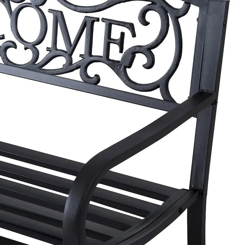 Outsunny 2 Seater 50 Steel Welcoming Vines Decorative Outdoor Patio Garden Bench, with Weatherproof Build & Cute Design