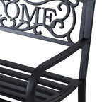 Outsunny 2 Seater 50 Steel Welcoming Vines Decorative Outdoor Patio Garden Bench, with Weatherproof Build & Cute Design