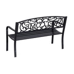 Outsunny 2 Seater 50 Steel Welcoming Vines Decorative Outdoor Patio Garden Bench, with Weatherproof Build & Cute Design