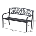 Outsunny 2 Seater 50 Steel Welcoming Vines Decorative Outdoor Patio Garden Bench, with Weatherproof Build & Cute Design