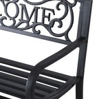 Outsunny 2 Seater 50 Steel Welcoming Vines Decorative Outdoor Patio Garden Bench, with Weatherproof Build & Cute Design