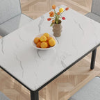 Fowey 5-piece Dining Set, Marble Sticker MDF Table and 4 Upholstered Chairs