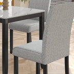 Fowey 5-piece Dining Set, Marble Sticker MDF Table and 4 Upholstered Chairs