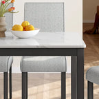 Fowey 5-piece Dining Set, Marble Sticker MDF Table and 4 Upholstered Chairs