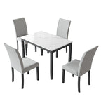 Fowey 5-piece Dining Set, Marble Sticker MDF Table and 4 Upholstered Chairs