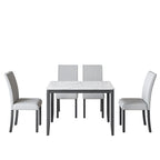 Fowey 5-piece Dining Set, Marble Sticker MDF Table and 4 Upholstered Chairs