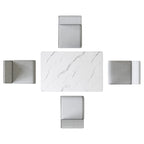 Fowey 5-piece Dining Set, Marble Sticker MDF Table and 4 Upholstered Chairs