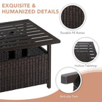 Rattan Wicker Side Table Outdoor Furniture Deck Umbrella Table Brown