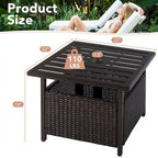 Rattan Wicker Side Table Outdoor Furniture Deck Umbrella Table Brown