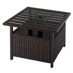 Rattan Wicker Side Table Outdoor Furniture Deck Umbrella Table Brown