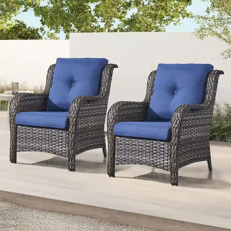 Gymojoy 2-piece Patio Furniture Wicker Chair Outdoor Dining Chair Set