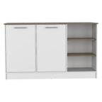 FM Furniture Gladiolus Kitchen Island, Two Cabinets, Three Open Shelves