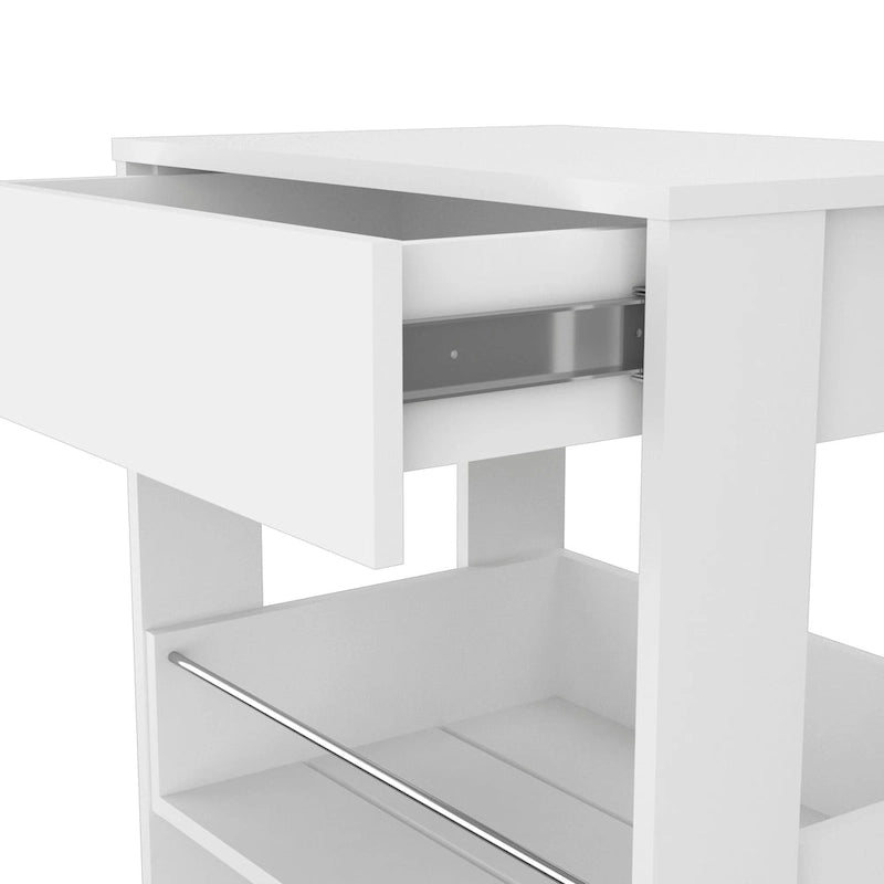 FM Furniture Gladiolus Kitchen Island, Two Cabinets, Three Open Shelves