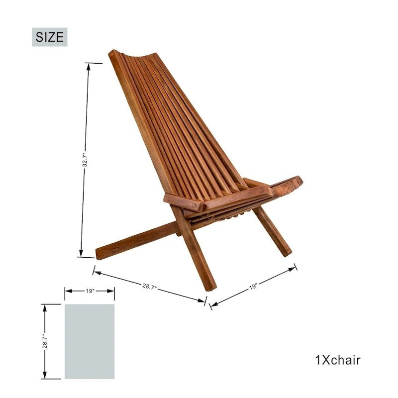 Acacia Wood Folding Chair with Long Back
