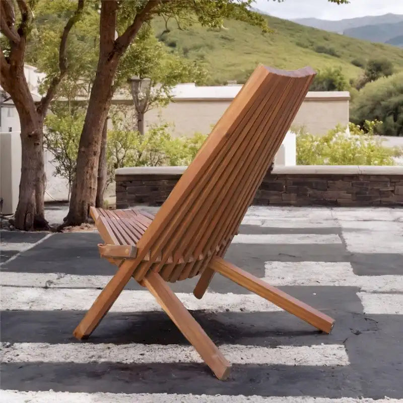 Acacia Wood Folding Chair with Long Back