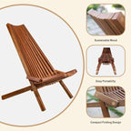 Acacia Wood Folding Chair with Long Back
