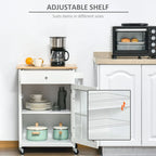 HOMCOM 27 Rolling Kitchen Island Cart with Drawer and Glass Door Cabinet, Kitchen Trolley with Adjustable Shelf and Towel Rack