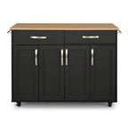 Homestyles Storage Plus Black Wood Kitchen Cart - 51 x 19 x 36