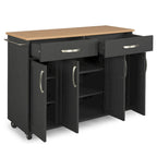Homestyles Storage Plus Black Wood Kitchen Cart - 51 x 19 x 36