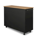Homestyles Storage Plus Black Wood Kitchen Cart - 51 x 19 x 36