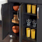 Homestyles Storage Plus Black Wood Kitchen Cart - 51 x 19 x 36