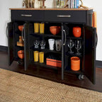 Homestyles Storage Plus Black Wood Kitchen Cart - 51 x 19 x 36