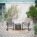3-Piece Patio Dining Set, Side Metal Table & 2 C Spring Motion Chairs, Conversation Coffee Sets with Umbrella Hole