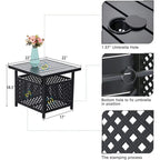 3-Piece Patio Dining Set, Side Metal Table & 2 C Spring Motion Chairs, Conversation Coffee Sets with Umbrella Hole