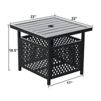 3-Piece Patio Dining Set, Side Metal Table & 2 C Spring Motion Chairs, Conversation Coffee Sets with Umbrella Hole