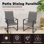 3-Piece Patio Dining Set, Side Metal Table & 2 C Spring Motion Chairs, Conversation Coffee Sets with Umbrella Hole