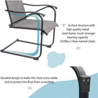 3-Piece Patio Dining Set, Side Metal Table & 2 C Spring Motion Chairs, Conversation Coffee Sets with Umbrella Hole