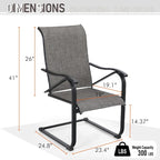 3-Piece Patio Dining Set, Side Metal Table & 2 C Spring Motion Chairs, Conversation Coffee Sets with Umbrella Hole