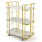 Home Island Service Cart 3 Tier Gold Bar Cart Home Island on Wheels
